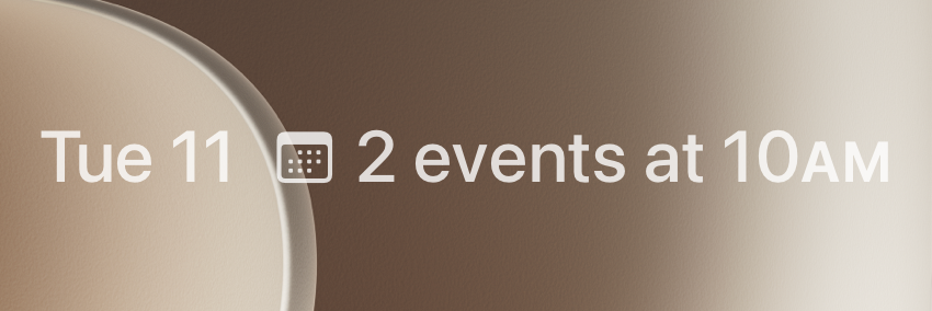 An image of the inline accessory Calendar widget, showing the date and the number of the next events.